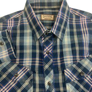 Dainese Heritage Wear Men's Blue White Plaid Western XL‎ Long Sleeve Shirt